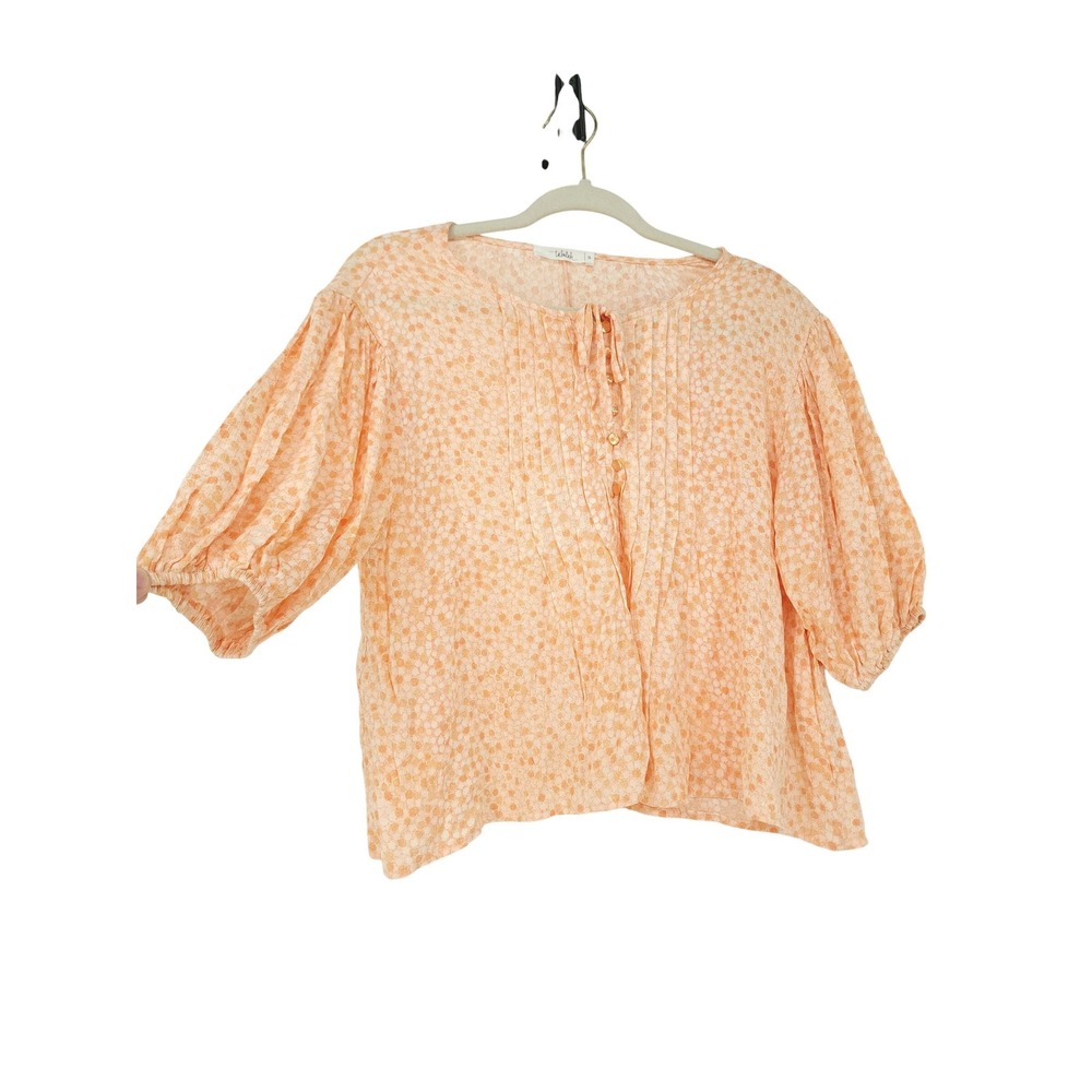 Talulah‎ Peasant Blouse Womens S Relaxed Orange Puff Sleeve Cottagecore Boho Top - Picture 2 of 7